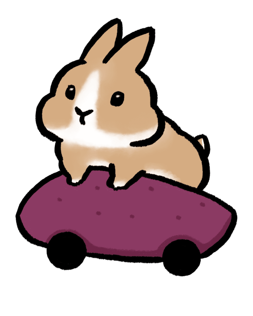 さつまいもカーに乗るうさぎ