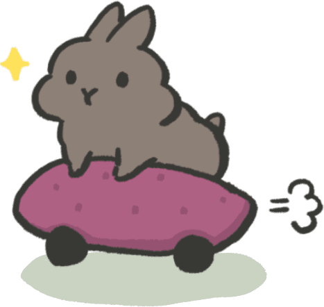 さつまいもの車に乗ったうさぎさん