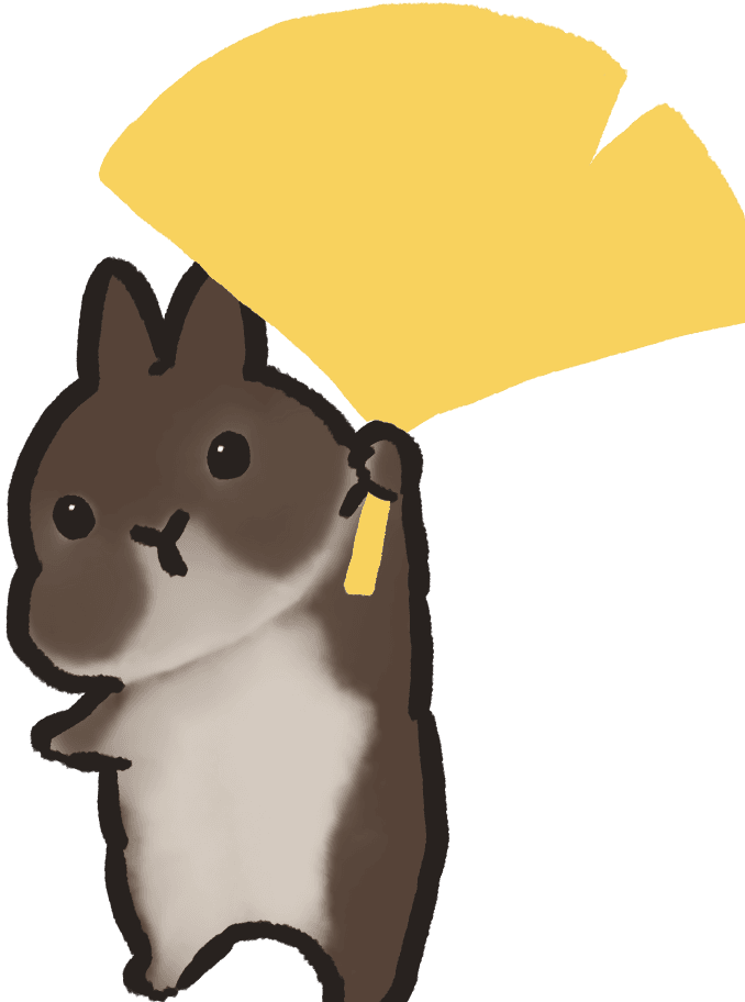 イチョウの葉を持つうさぎ