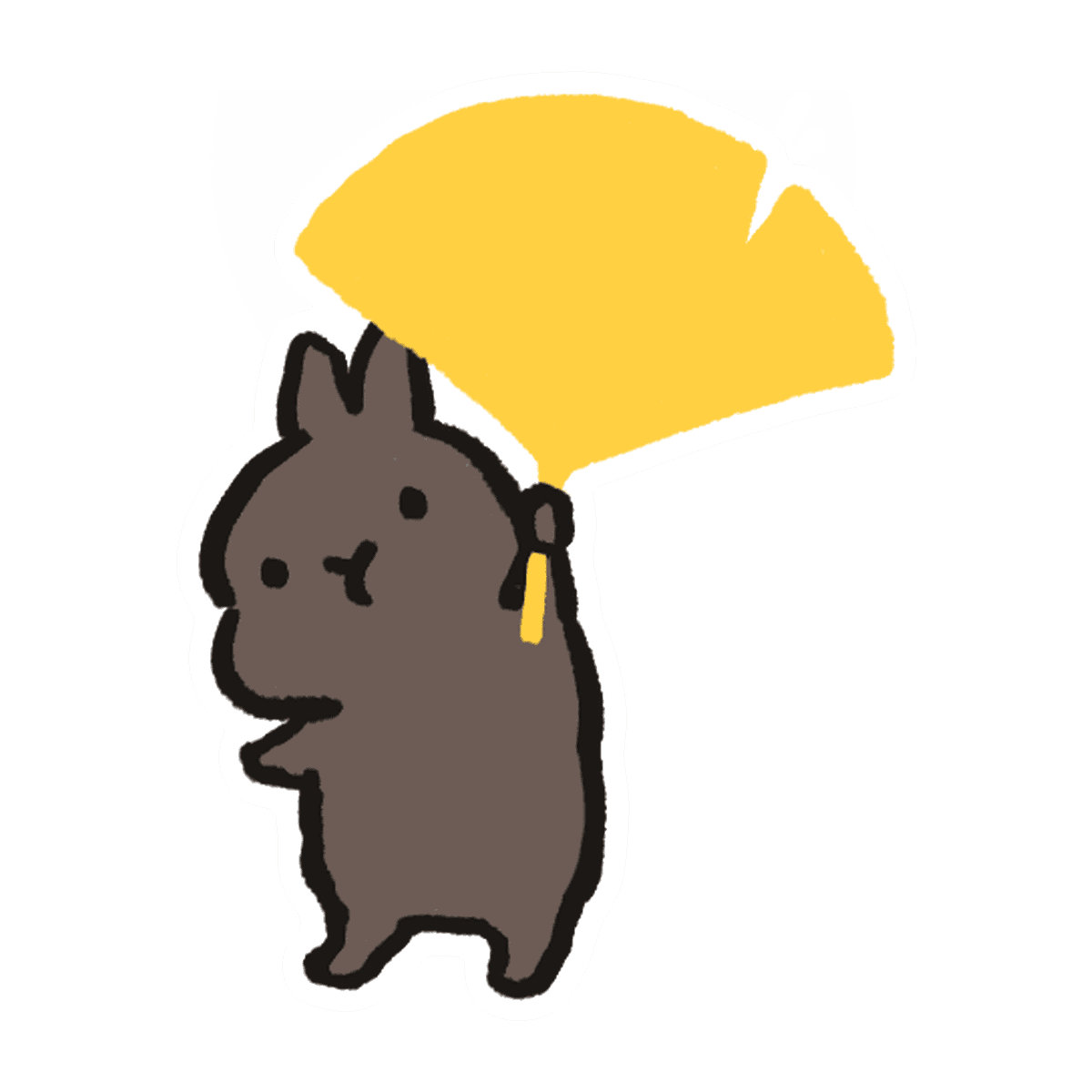 イチョウを持ったうさぎのスタンプ