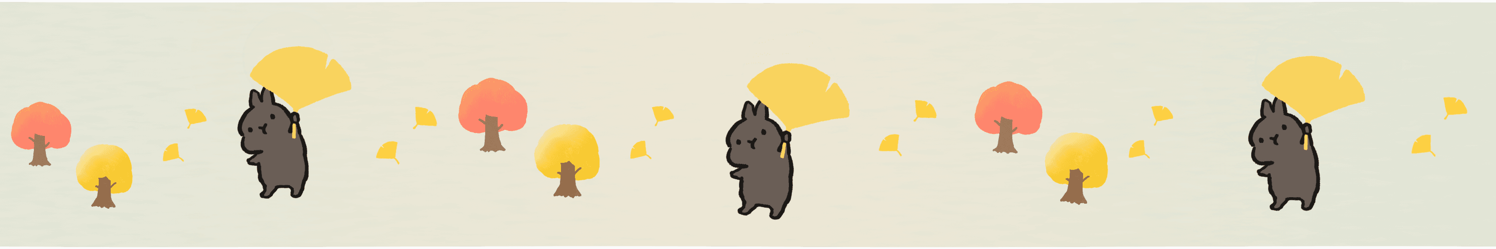 イチョウうさぎのマスキングテープ